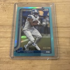 2025 Topps Chrome Jahmyr Gibbs #101 Teal Refractor /299 DETROIT LIONS