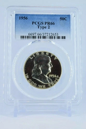 1956 50C TYPE 2 PCGS PR 66 1956 FRANKLIN HALF DOLLAR PROOF 66 GEM