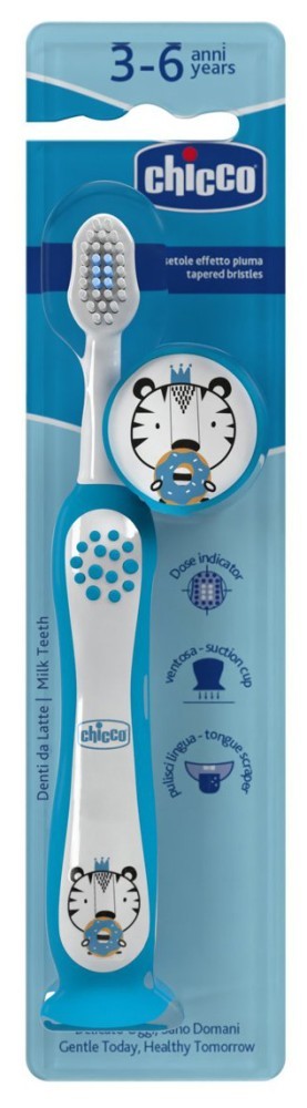 Chicco Toothbrush For Baby Teeth 3-6 Years Blue