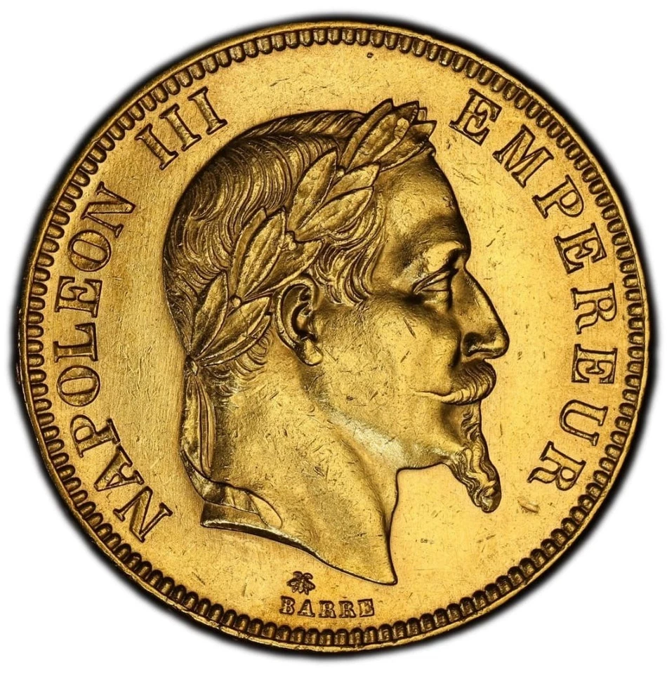 Napoléon III 100 Francs or Tête Laurée 1869 Paris PCGS AU55 Superbe rare - Photo 1/4