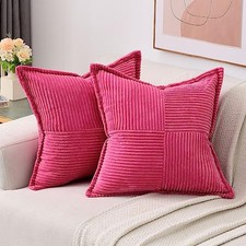 Throw Pillow Covers 12x12 Inch Set of 2,Soft 12" x 12" Pack of 2 Hot Pink