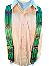 New, Men's, Red Tractors on Green Field, XL, 2", Adj. Suspenders / Braces, USA