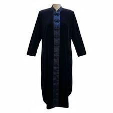 VINTAGE R M RICHARDS by KAREN KWONG NAVY BLUE ASIAN LONG JACKET 16W