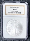 2007 American Silver Eagle S$1 NGC MS69 Classic Brown Label SLABBED & GRADED!