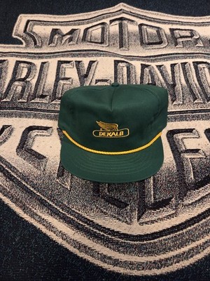 NOS Vintage Dekalb seed rope Hat cap green Snapback Trucker Farmer swingster USA