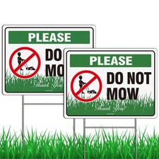 2PC Do Not Mow Sign with Stake, No Mow May Yard Sign for Lawn, 12"x9" Corruga...