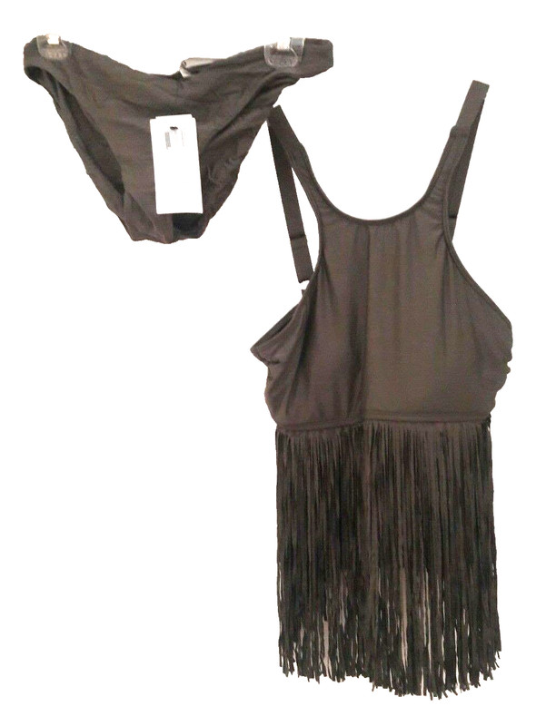 NEW Luxe Lisa Vogel Women's L 12 2 Piece Green Tankini Fringe Top Nwt Swim Suit