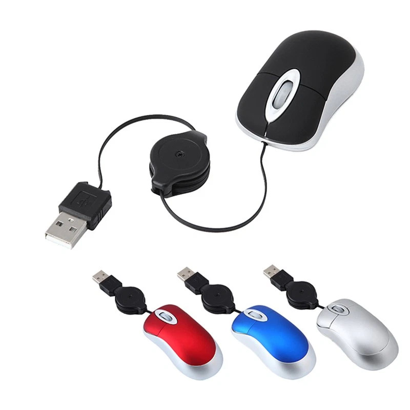  USB Wired Mouse Retractable Cable Tiny Small Mouse 1600 DPI Optical1629 - Image 2 of 4