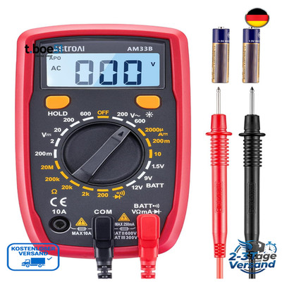 AstroAI Digital Multimeter mit LCD Display AC DC Spannung Strom Widerstand Diode