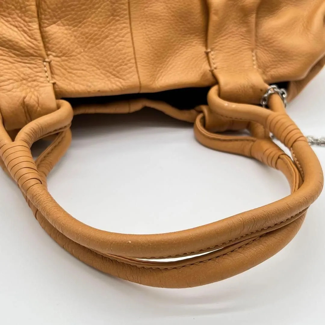 Hamano Leather Craft Tote Bag, Vintage Leather, Simple, Brown USED