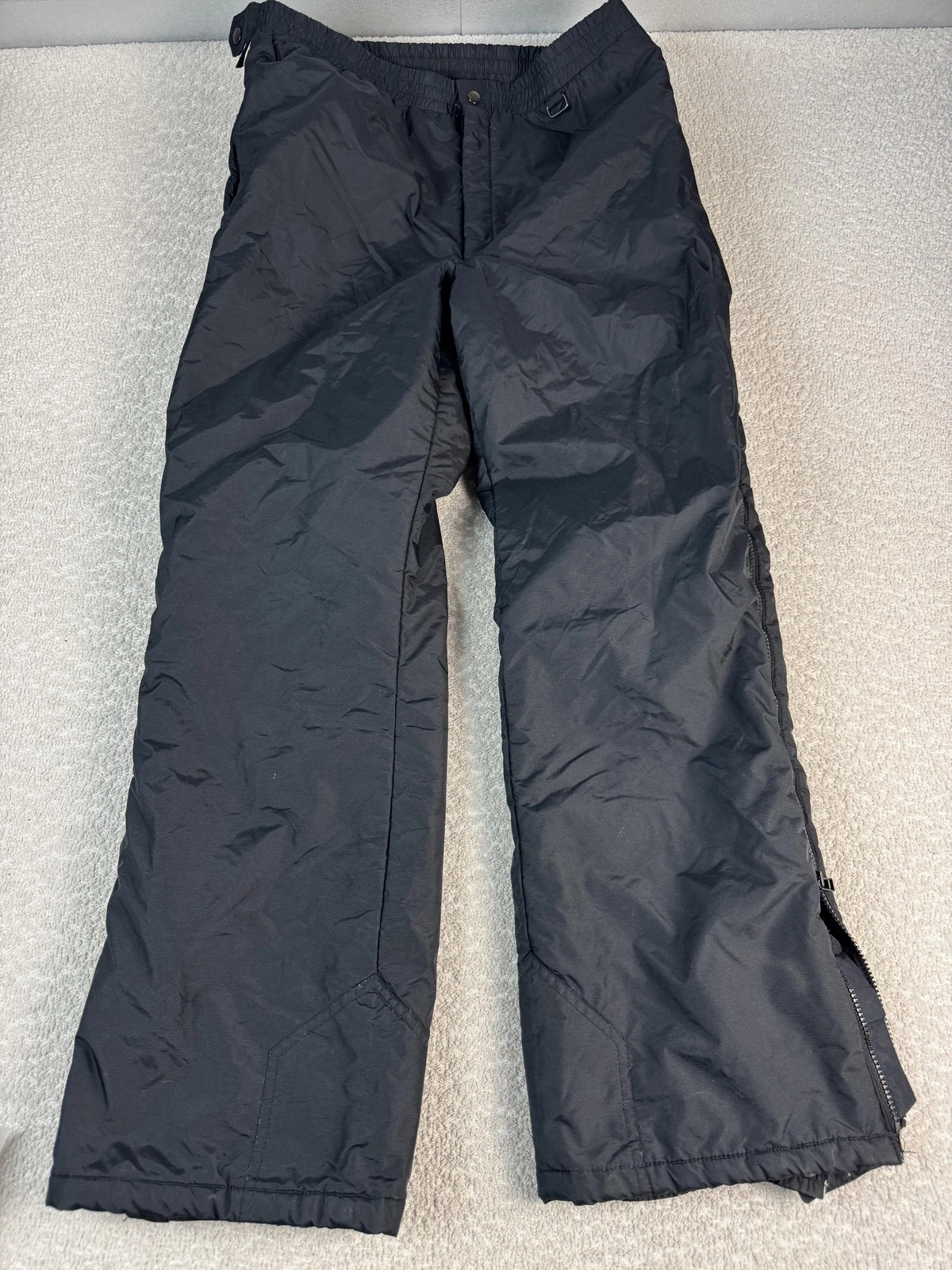 Obermeyer Tundra Snow Pants Mens XL Black Insulated Ski Adjustable Waist Zip
