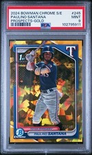 2024 Bowman Chrome Sapphire Paulino Santana 1st Gold /50 #245 PSA 9 Mint