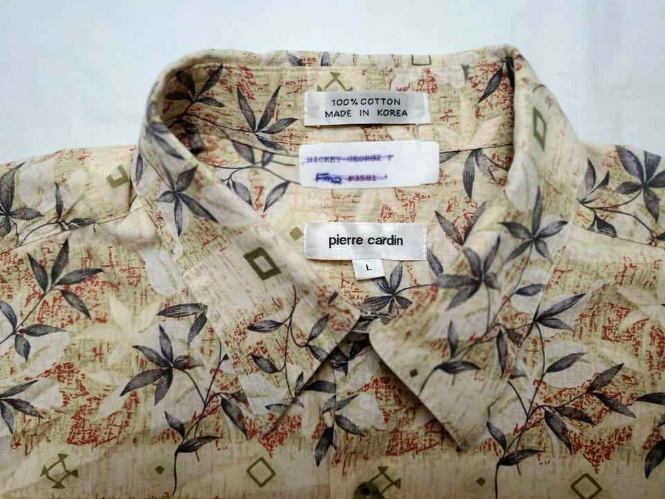 Pierre Cardin Men's L Hawaiian Shirt Yellow Tropical Pattern - Image 3 of 4