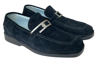 Cesare Paciotti Mens 9.5 Suede Black Leather Italy Buckle 