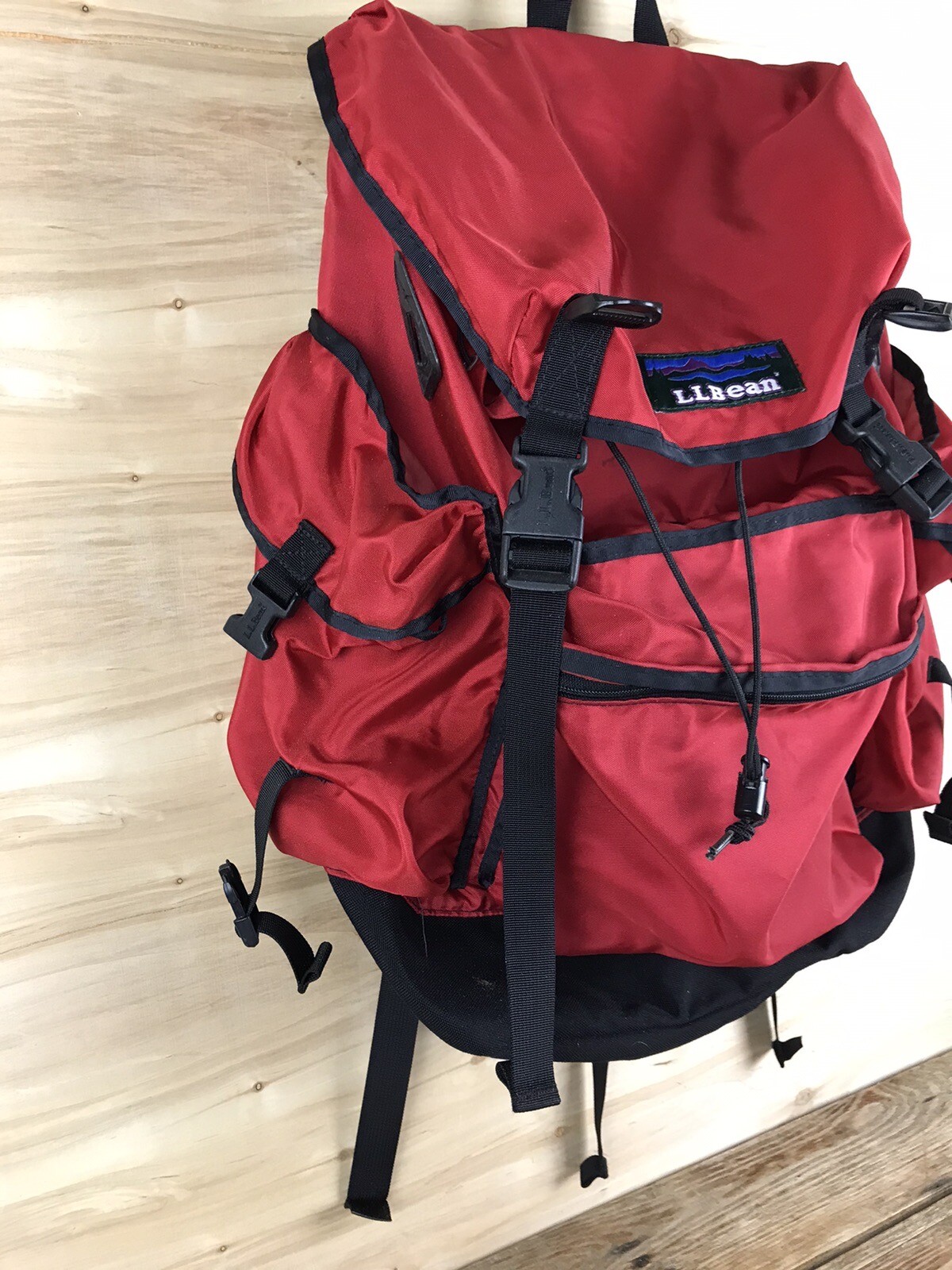 Vintage LL BEAN Continental Rucksack RED Hiking Backpack 80s Korea