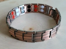 Oxidized Copper Magnetic Link Bracelet - Biker Arthritis Pain Relieve Bracelet