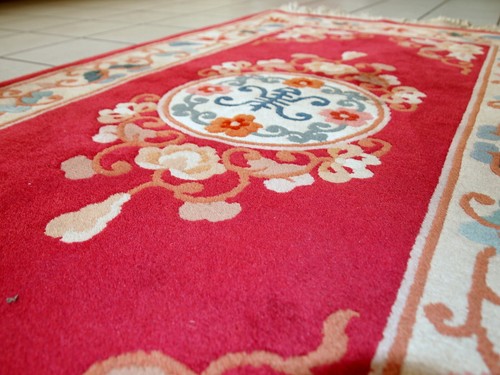 Handmade vintage Art Deco Chinese rug 2.5' x 4.5' ( 77cm x 139cm ) 1970s - 1C442 - Picture 3 of 11