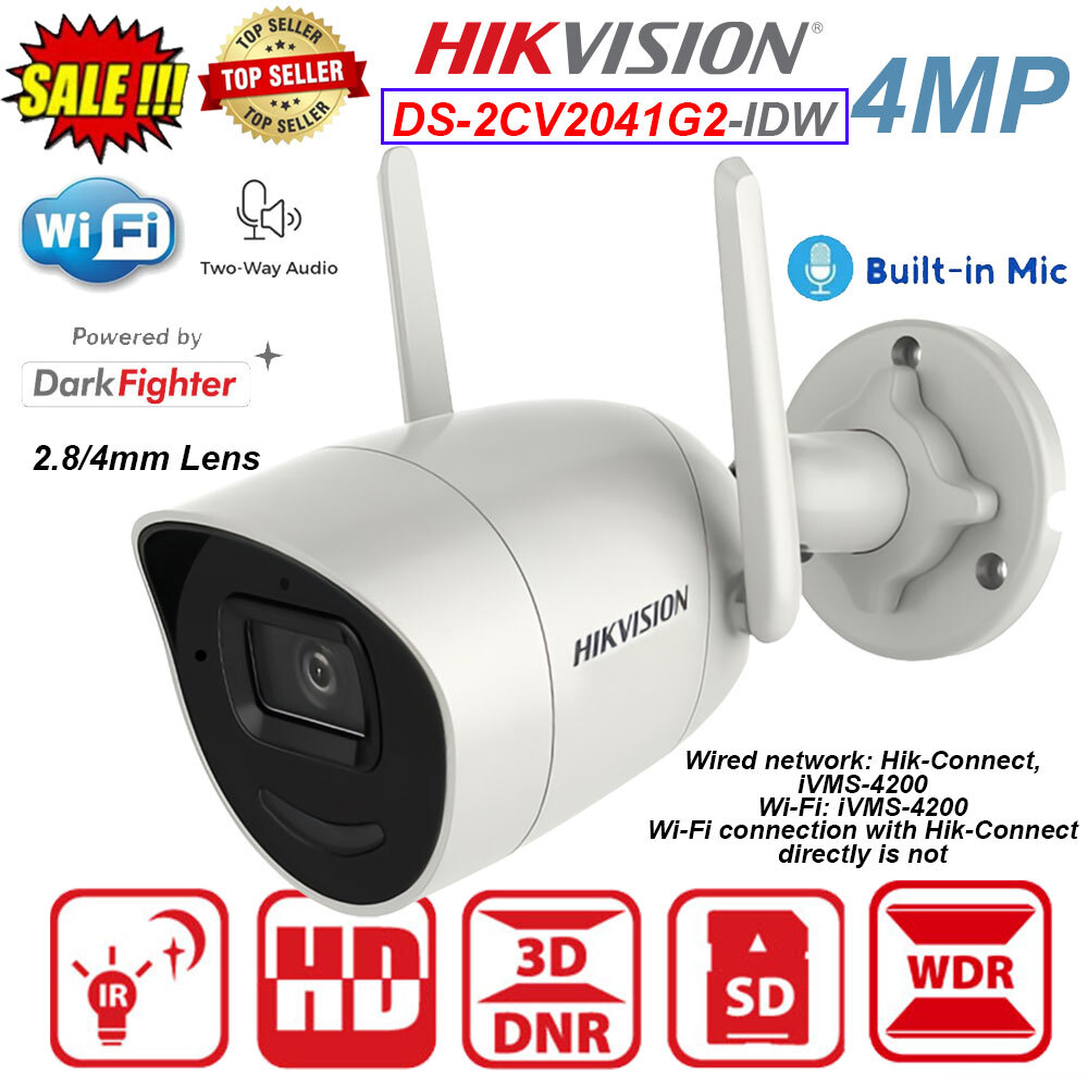 Hikvision DS-2CV2041G2-IDW 4MP POE WiFi Security Camera System Smart Outdoor
