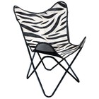 70HS Genuine Leather Butterfly Chair Folding Lounge Modern Sling Accent Seat