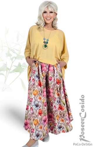 LAGENLOOK Marlene-Hose Hosenrock floral bunt 44 46 48 50 52 54 56 XL-XXL-XXXL - Bild 5 von 10