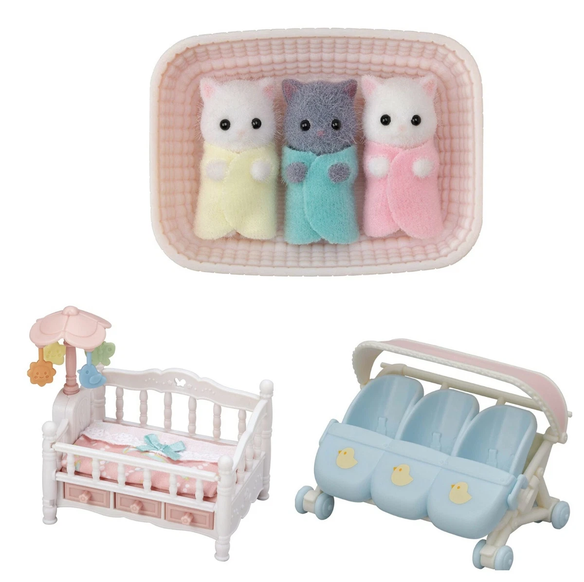 Sylvanian Families-Triplets de chat persan, maison de courses