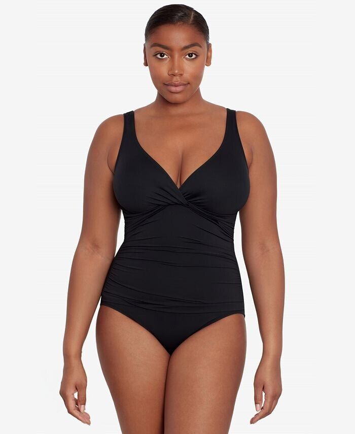 Lauren Ralph Lauren Solid Black Twist One-Piece Swimsuit Lauren Ralph Lauren Solid Black Twist One-Piece Swimsuit