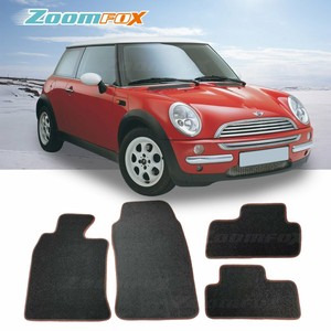 MINI COOPER 2002-2006 TAILORED CAR FLOOR MATS BLACK CARPET WITH RED TRIM