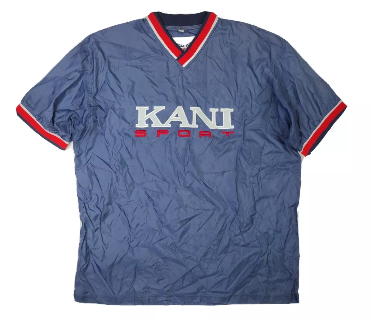 VTG Karl Kani Sport Outerwear Nylon Jacket Windbreaker Shirt Blue Hip Hop XL