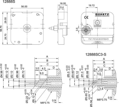 12888 Young Town Quartz Clock Movement Original Youngtown 12888
