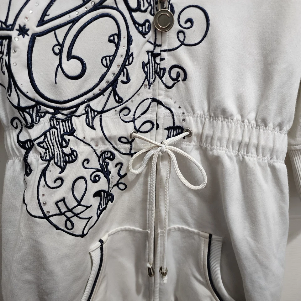 Coogi Women's Y2K Style Half Sleeve Full Zip Hoodie Sweatshirt Embroidered Sz M - Image 4 of 4