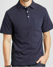 Men's Goodfellow co. NWT Blue Print Pullover Polo Shirt Pocket 617 Size Small