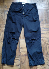 Frame Denim Le Tomboy Washed Noir Rips Trouser Women's Black 27