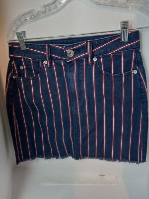 American Eagle Super Stretch Hi Rise Skirt Blue/Red Stripe Womens Size 4 