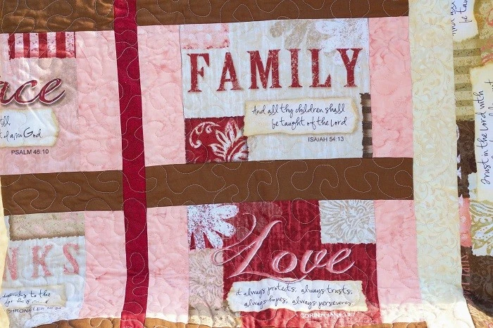 Handmade Quilt - Words To Live By - Bible verses-Tans-Light Corals-49" x 44-1/2" - Image 3 of 4