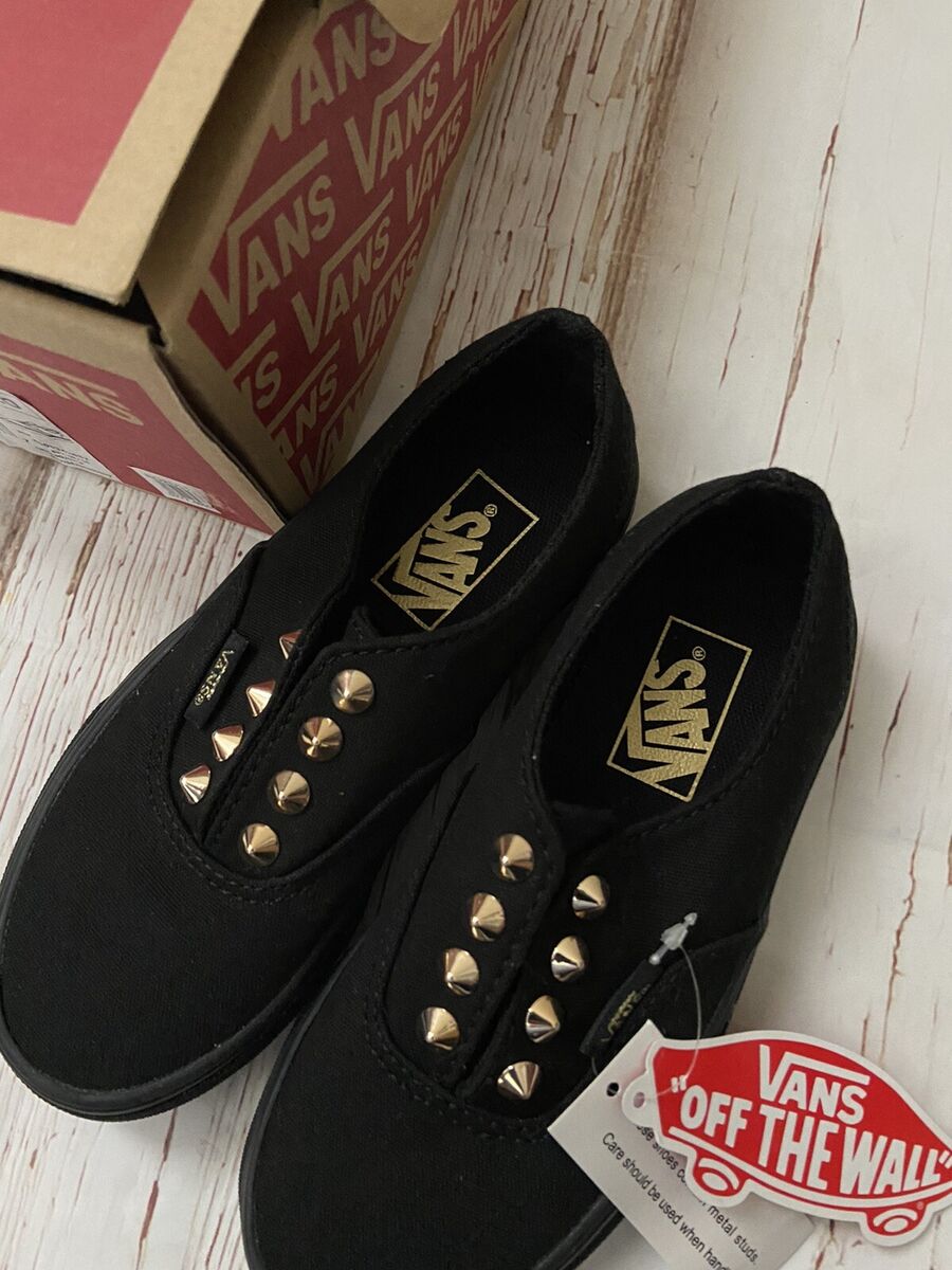 Vans Black Gold Stud Slip On 'Authentic Gore' Kids size 12 Vans Black Gold Stud Slip On 'Authentic Gore' Kids size 12