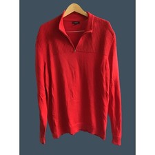 ALFANI-MEN RED UPPER ZIPPER CLOSURE LONG SLEEVE 100% COTTON SWEATER SIZE X-LARGE