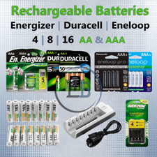 AA / AAA Rechargeable Batteries 4 8 12 16 DURACEL ENERGIZER ENELOOP NiMH lot