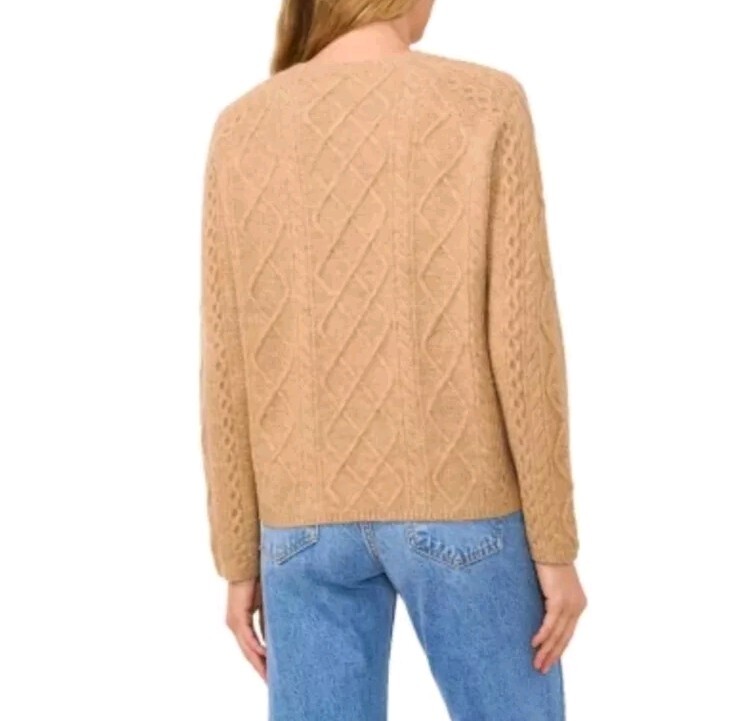 NWT Vince Camuto Cable Knit Sweater in Latte Heather Size XL image 2