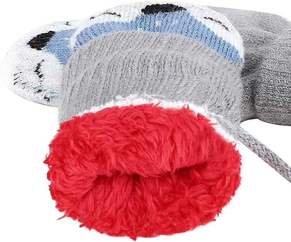 AIDIER Baby Boys Girls Winter Knitted Mittens Warm Fleece Lined Gloves