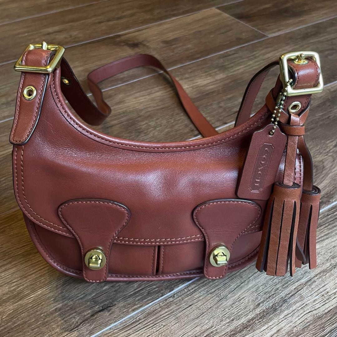 Coach Legacy 19925 Crossbody Bag Amanda Flap Coral Brown Leather