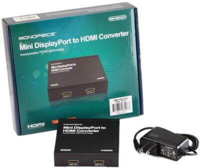 Monoprice Mini DisplayPort/Thunderbolt to 2X HDMI Converter w/ Audio (For Apple)