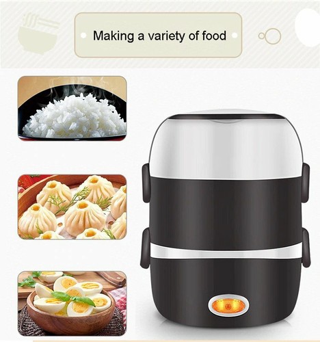 DMWD Mini Electric Rice Cooker Stainless Steel 2/3 Layers Steamer Portable Meal - Picture 4 of 18