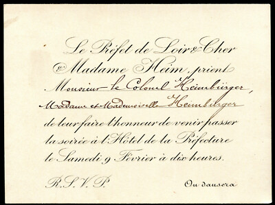 cdv Le Prefet de Loire & Cher & Me Heim /M. le Colonel Heimburger Commander