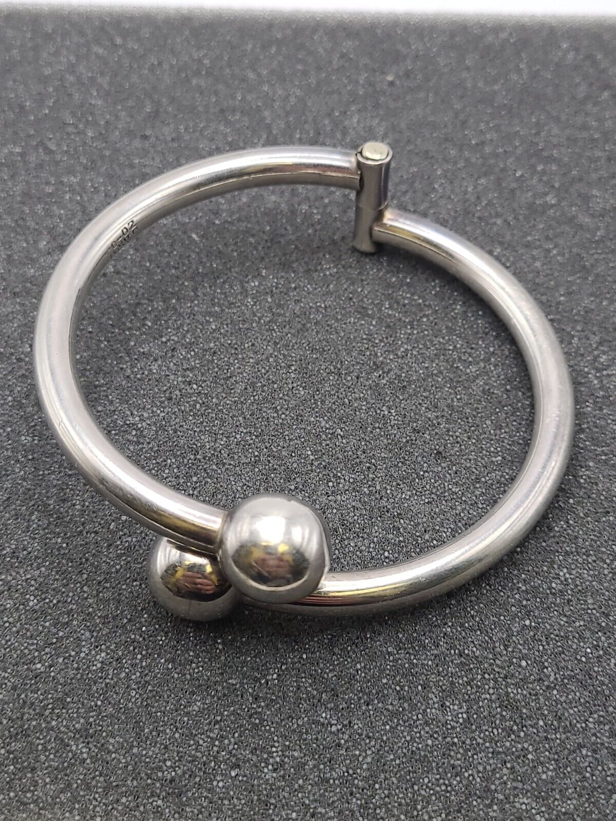 Vintage Taxco .925 Sterling Silver Hinged Cuff Bracelet With Ball Ends