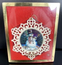 Lenox Christmas Ornament, Winter Gathering - Snowman w/birds, New in Box