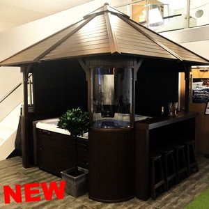 Wooden Hot Tub Gazebo Kit Canopy Outdoor Bar Stool Set 