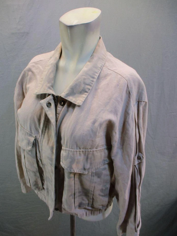 Chaqueta Blazer Hei Hei Talla M Mujer Marrón Lino Algodón Cremallera/A Presión Recortada 7Y529 Foto 3 de 4