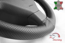 FOR GMC CANYON 18-19 BLACK PERF LEATHER STEERING WHEEL COVER BLACK STIT