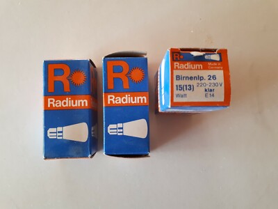3 Stk  Radium Leuchtmittel NEU  15 W E 14 klar