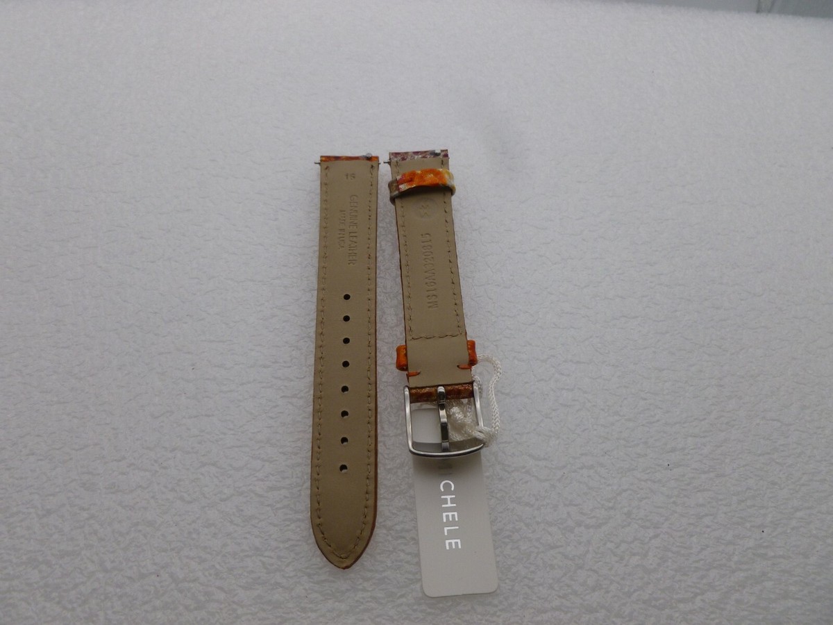 Burnt Orange Michele Watch Strap Two-Stitch Diablo Orange Leather Watch Strap main image 3